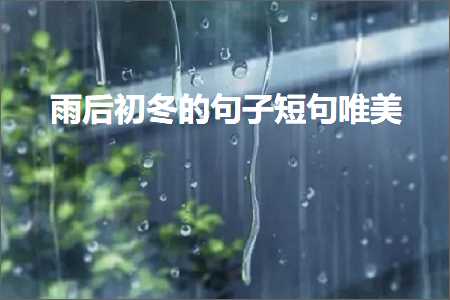 雨后初冬的句子短句唯美（文案905条）